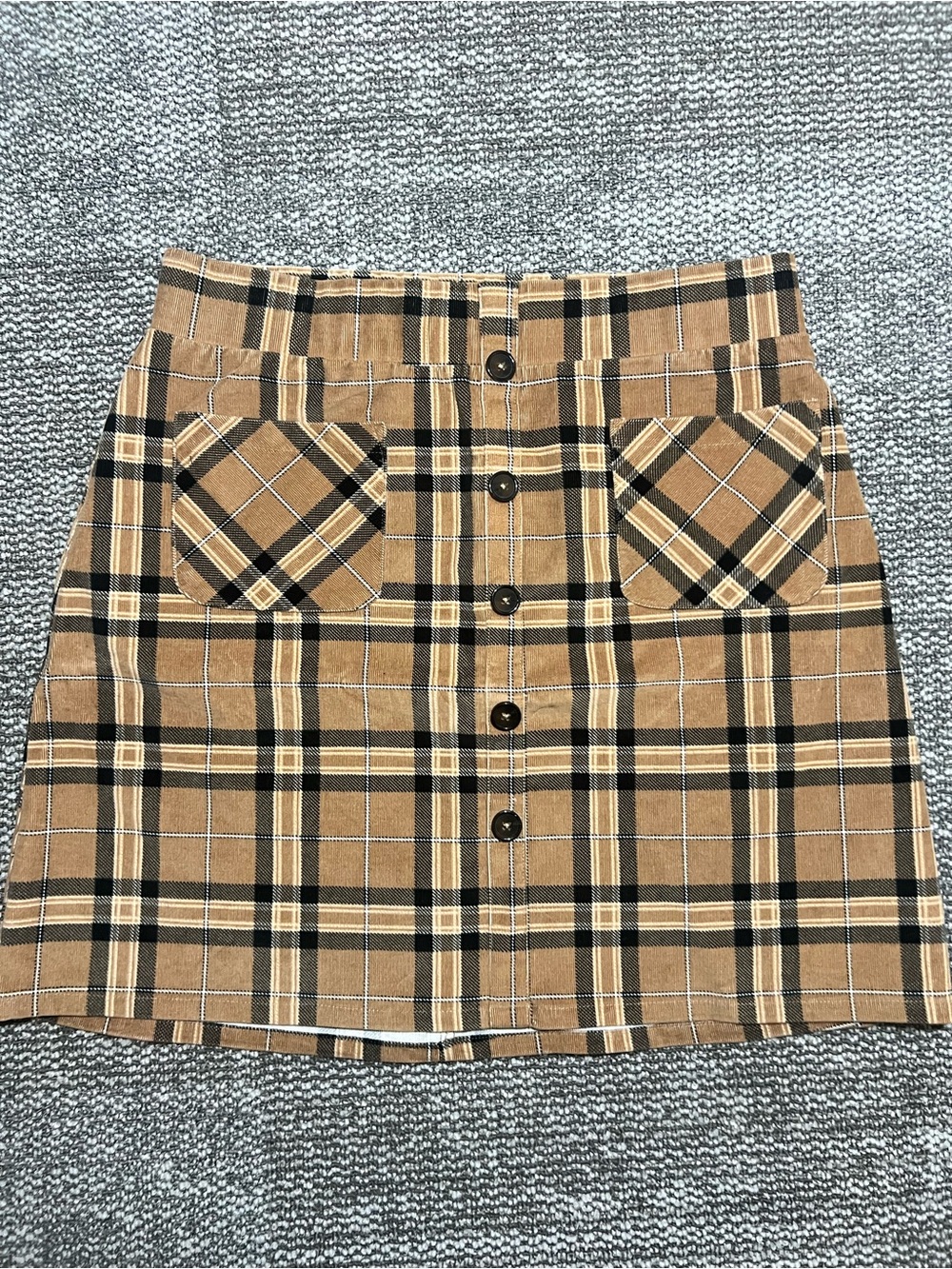 Torrid Plaid Corduroy Button Front Mini Skirt Pockets 00